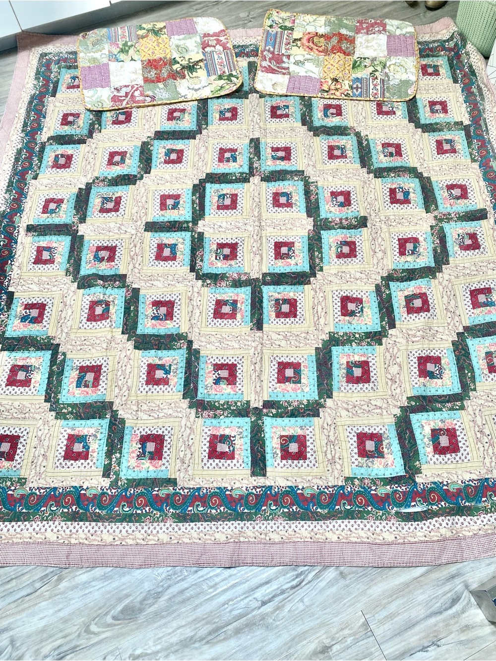 Artisan SET Quilt/pillows w cottagecore Country cabin prairie patchwork vibe